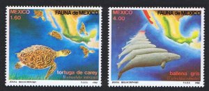 Mexico Whales Turtles Mexican Fauna 2v 1982 MNH SC#1281-1282 SG#1638-1639