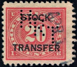 RD6 20¢ Revenue: Stock Transfer (1918) Perfin