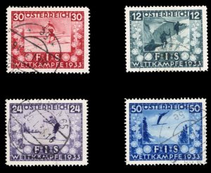 Austria #B106-109 Cat$168.50, 1933 International Ski Federation, set of four,...