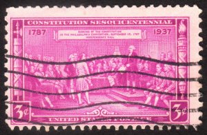1937, US 3c, Adaption of the Constitution, Used, Sc 798