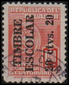 Ecuador RA60 - Used - 20c on 1c Coat of Arms (Black Ovpt) (1951)