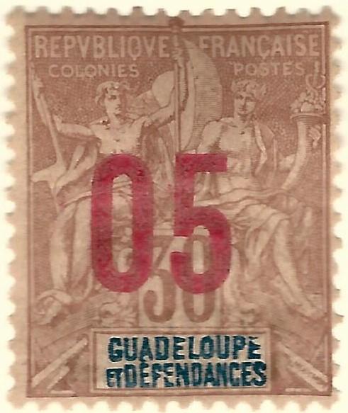 Guadeloupe (Sc #84) F-VF Mint OG hr..French Colonies are Hot!