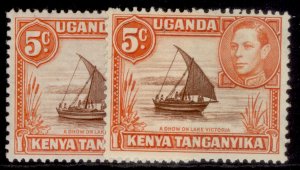 KENYA UGANDA TANGANYIKA GVI SG133 + 133a, 5c PERF VARIETIES, LH MINT.