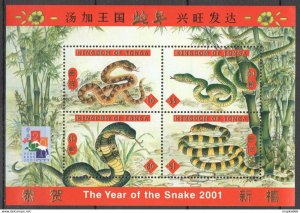 2001 Tonga Fauna Lunar Calendar Year Of The Snake !!! Gold Kb ** Pm109