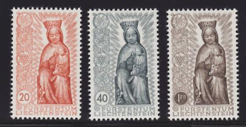 Liechtenstein Sc 284-286 MNH. 1954 Madonna in Wood, cplt set,  VF