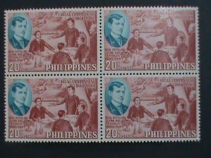 ​PHILIPPINES-1961 SC# 839 CENTENARY BIRTH OF JOSE RIZAL MNH BLOCK OF 4 STAMPS