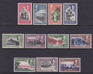 Ceylon Scott 264-274, 1935-6 KGV Pictorials, VF MLH. Scott $73