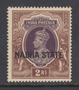 India, Nabha Sc 82 MNH. 1938 2r bicolor KGVI, fresh, bright, F-VF