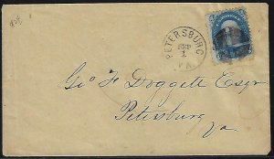 US 1867 ONE CENT FRANKLIN SCOTT # 86 E GRILL USED ON COVER, CERTIFIED APS