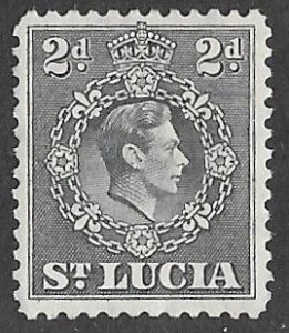 St. Lucia # 114a George VI -  2d. Gray  perf.12½  (1) VLH Unused