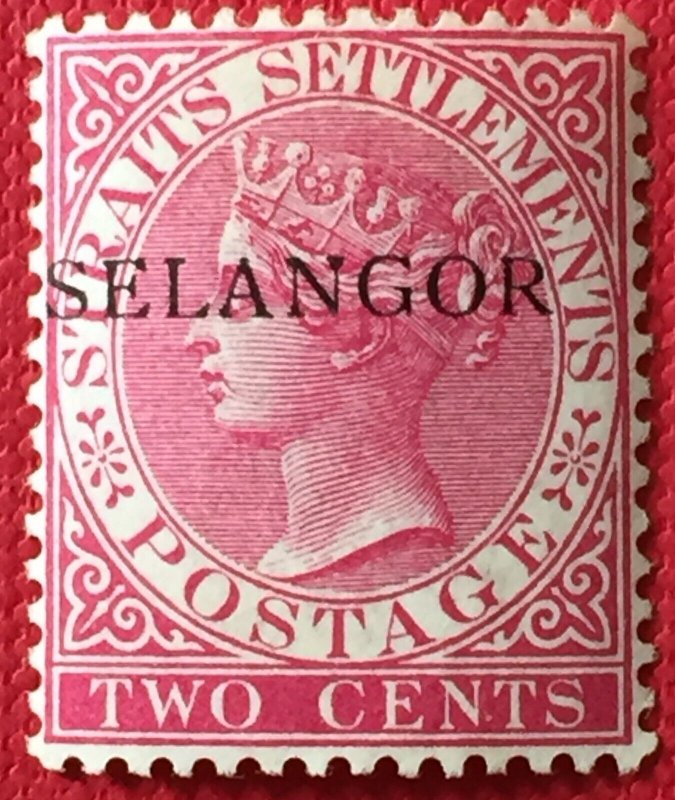 Malaya 1887 SELANGOR opt Straits Settlements QV 2c MH SG#35 T.28 M4762