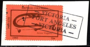 1983 British Columbia Private Courier75 Cents Used Port Angeles Cancellation