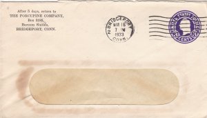 U.S. THE PORCUPINE COMPANY,Barnum Station Bridgeport 1933 Pre Paid Cover Rf47374