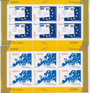 2008 EUROPA CEPT Romania 2 Mini sheets, La Lettera, MNH **