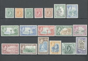 1938-52 JAMAICA - Stanley Gibbons # 121-133a - 18 Value Series - MNH** (16 Value