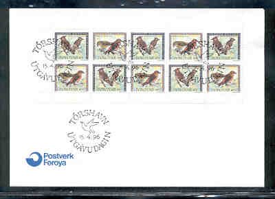 Faroe Islands Sc 301a 1996 Bird stamp booklet pane on FDC