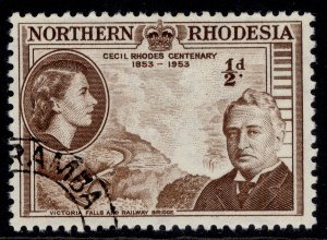 NORTHERN RHODESIA QEII SG54, ½d brown, FINE USED.