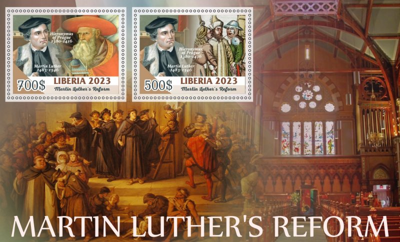 Stamps. Reform by Martin Luther  2023 year 1+1 sheets perforated