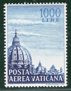 VATICAN Air Mail High Value 1000L Blue (1953) DOME ST.PETER'S Mint LMM GREEN15