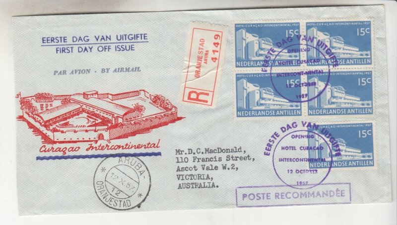 SURINAME, 1957 Intercontinental Hotel 15c. (5) on Illustrated First day cover.