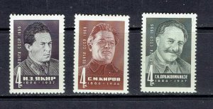 RUSSIA - 1966 PORTRAITS OF  SOVIET LEADERS - SCOTT 3185 TO 3187 - MNH