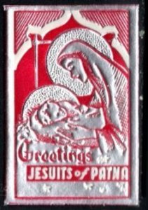 Vintage US Poster Stamp Christmas Greetings Jesuits of Patna Foil Seal