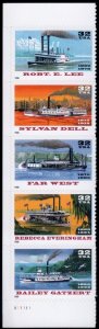 Scott #3091-3095a RiverBoats (Early Cruise Ships) Plate Strip of 5 Stamps MNH Lf