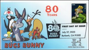 20-210, 2020, SC 5499, Bugs Bunny, First Day Cover, Pictorial Postmark, 80th Ann