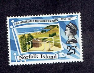 NORFOLK ISLAND SCOTT#218 1977 25c QUEEN'S VIEW, KINGSTON - MNH