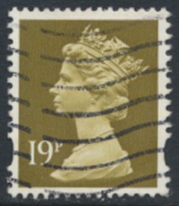 GB  Machin 19p SG Y1682  Used  Blue band SC# MH208  see scans & details