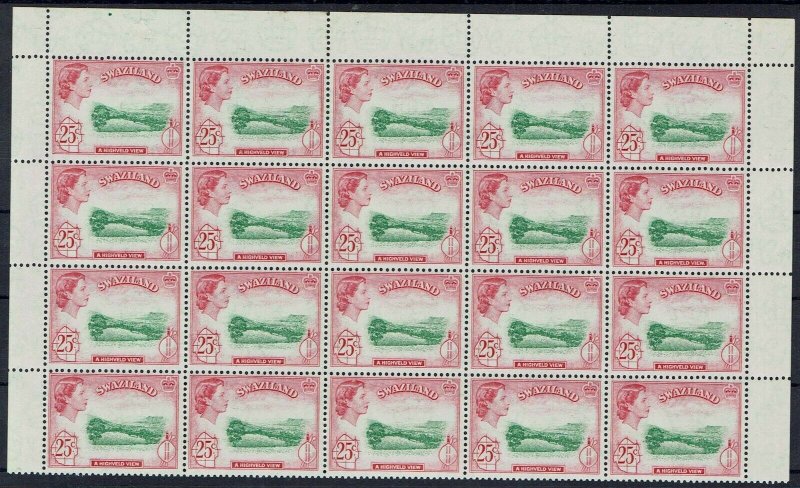 SWAZILAND 1961 QEII HIGHVELD VIEW 25C MNH ** BLOCK