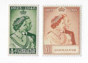 Gibraltar Sc #121-122 Silver Wedding set of 2  NH VF