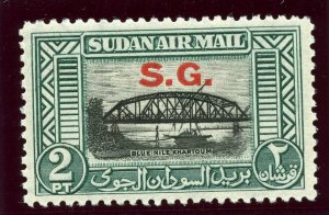 Sudan 1950 Official Air Issue 2p black & blue-green MLH. SG O59. Sc CO1.