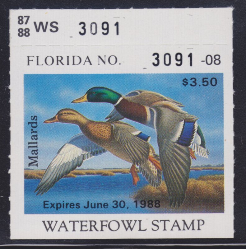 State Hunting/Fishing Revenues - FL - 1987 Duck Stamp - FL-9 - MNH