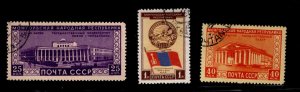 Russia Scott 1545-1547 Used Mongolian Republic stamp set 1951