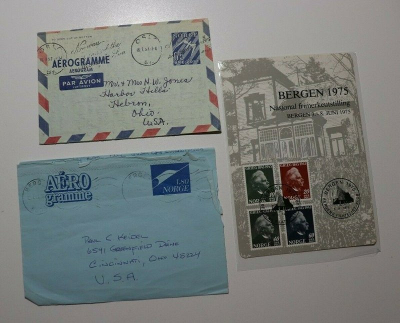 Norway Postal Stationary Lot 3 Oslo 1957 aerogramme letter sheet