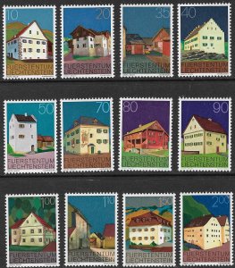 LIECHTENSTEIN 1978 BUILDINGS Set of 12 Sc 638-649 MNH