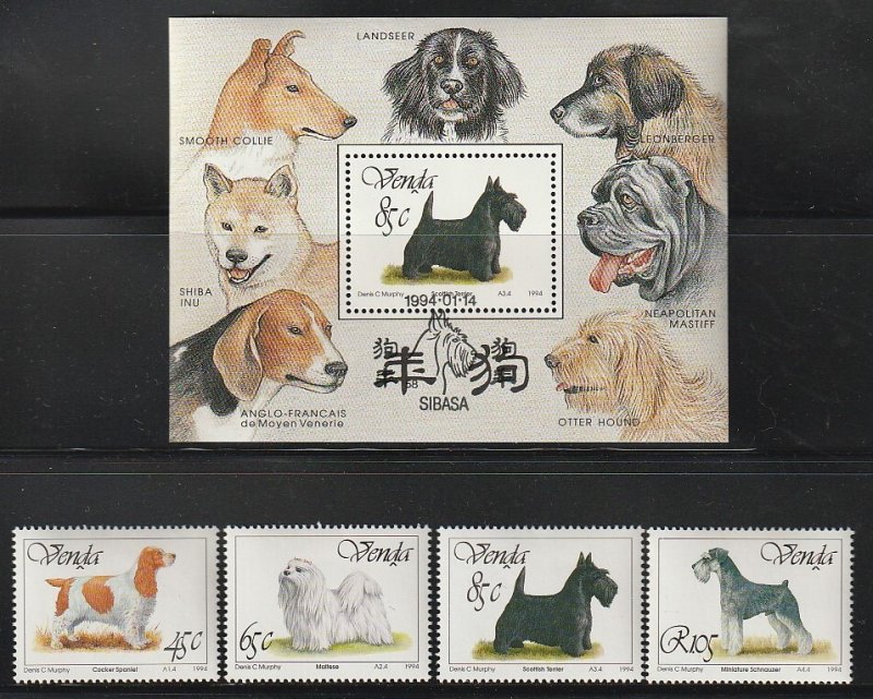 1994 South Africa - Venda - Sc 269-272a - MNH VF - 4 pairs & 1 MS - Dogs