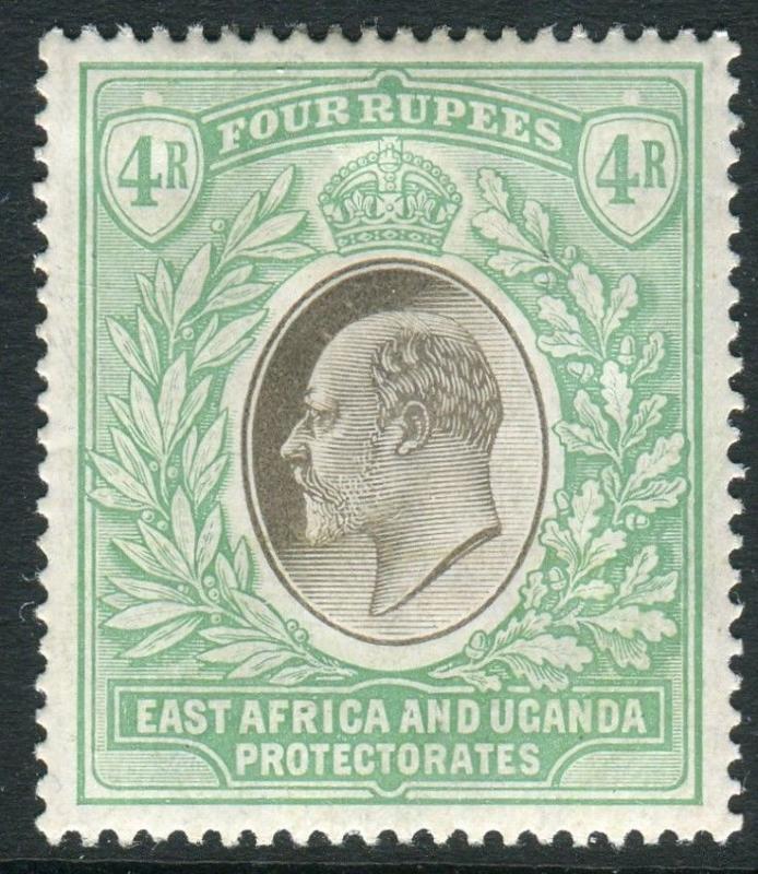 EAST AFRICA & UGANDA-1907 4r Grey & Emerald Green lightly mounted mint Sg 29