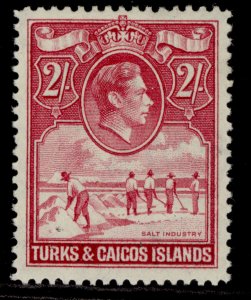TURKS & CAICOS ISLANDS GVI SG203, 2s deep rose-carmine, M MINT. Cat £48.