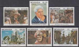 NICARAGUA Sc # 1474-6 CPL MNH SET of 6 - INTERNATIONAL MUSIC YEAR