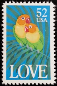 1991 52c Love, Colorful Parrots Scott 2537 Mint F/VF NH