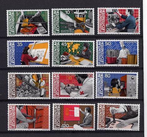 Liechtenstein  #787-798  1984  MNH industries and Occupations complete