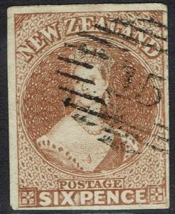 NEW ZEALAND 1857 QV CHALON 6D IMPERF NO WMK USED 