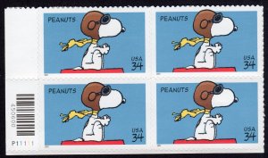 Scott #3507 Peanuts (Snoopy) Plate Block of 4 Stamps - MNH (LL) PC#3