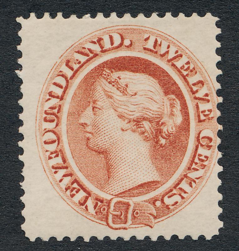 NEWFOUNDLAND 28 MINT NH F-VF, 12c PALE RED BROWN