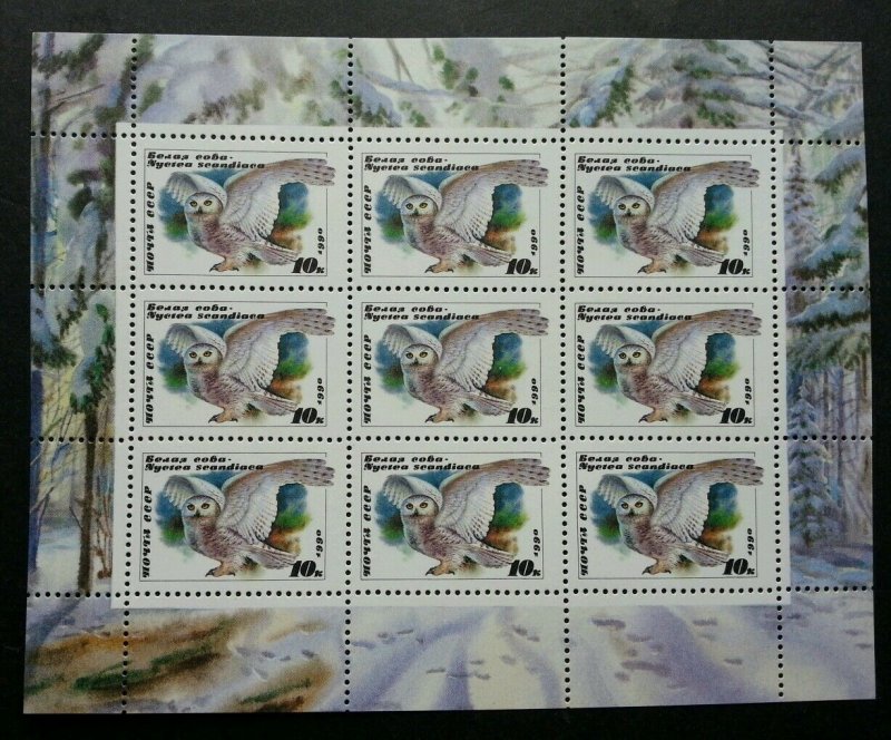 Russia Owls 1990 Bird Of Prey Fauna Animal Wildlife (sheetlet) MNH