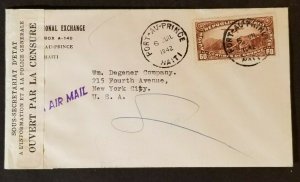 1942 Port Au Prince Haiti to New York City USA Censorship WWII Air Mail Cover