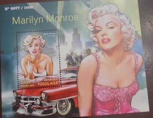 O) 2015 TOGO, MARILYN MOROE, FAMOUS ACTRESS OF THE 20TH CENTURY, OLD CAR, MNH