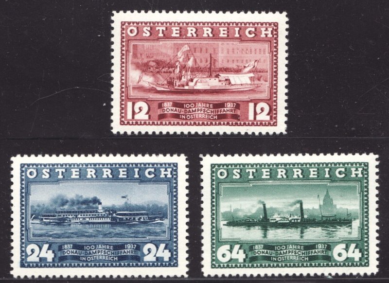 1937 Austria - Sc #382-84 Danube River Steamships - MNH stamp set Cv$14.50